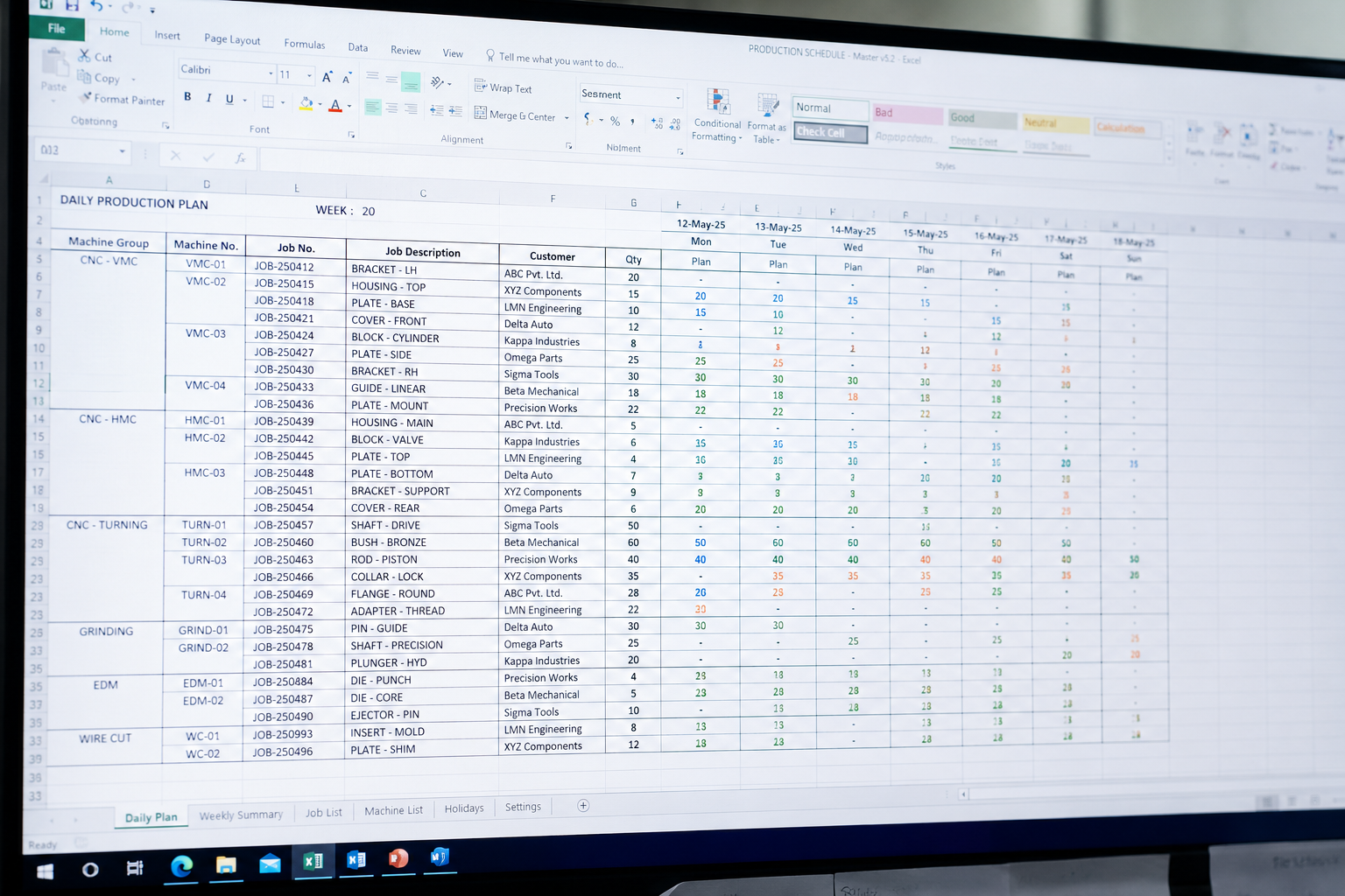 Excel replacement scheduling view